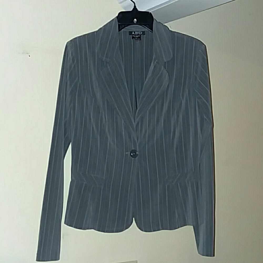 A. BYER Gray Pinstripe Blazer